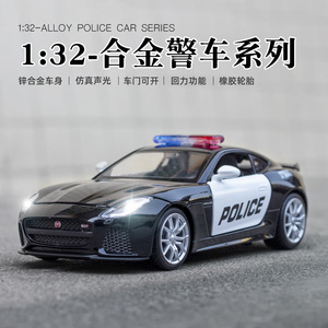 【盒装】马珂垯1:32马丁野马C63S仿真合金警车模型声光回力玩具