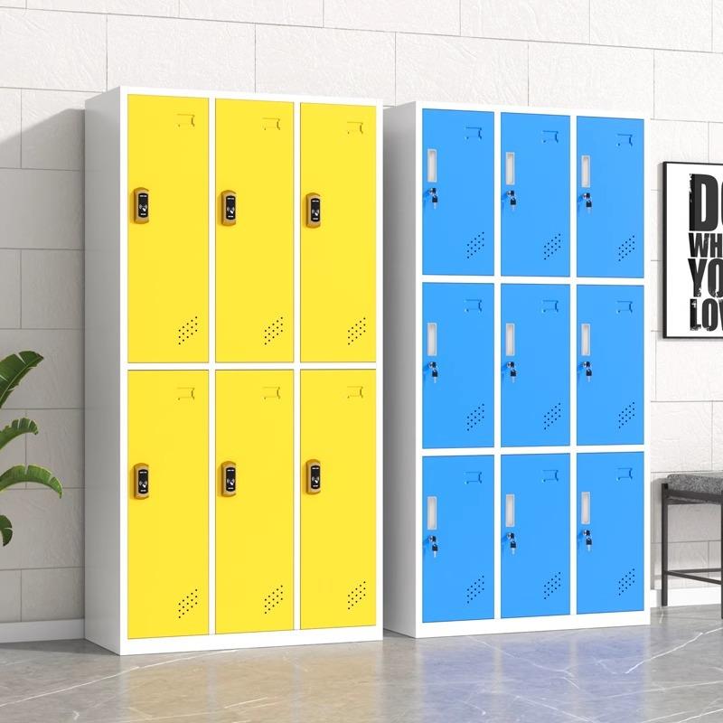彩色更衣柜铁皮柜多门员工衣柜带锁储物柜存包柜健身房浴室换衣柜