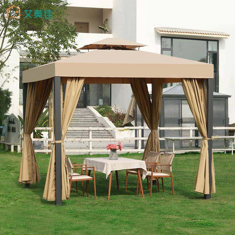 厂家直销户外遮阳庭院凉亭花园雨棚休闲布凉亭餐饮欧式铝合金亭子