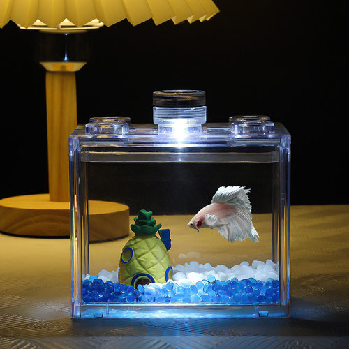 斗鱼专用缸亚克力小型积木家用客厅创意造景生态迷你高透桌面摆件