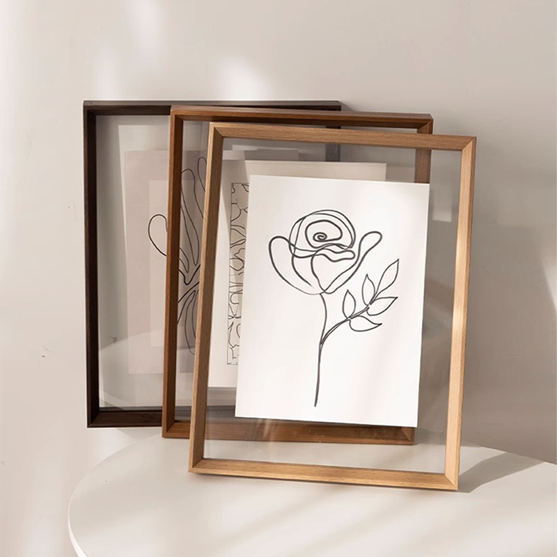 双面透明画框装裱框a4亚克力相框摆台展示7寸6书法字画海报框挂墙