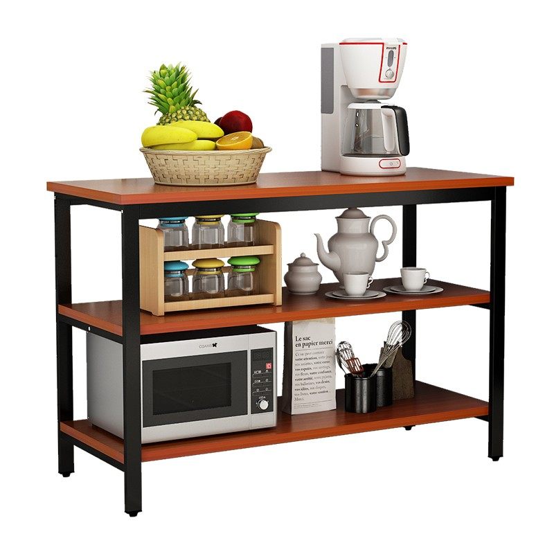 家用厨房切菜桌落地置物架储物桌操作台两层三层简易长桌定做