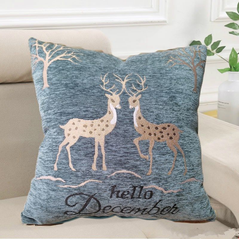 正方形简约雪尼尔沙发抱枕车载靠垫套子可拆洗不含芯椅靠腰枕4550