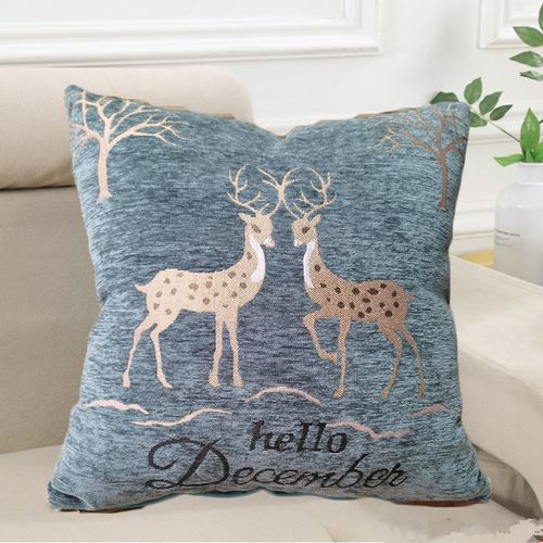 正方形简约雪尼尔沙发抱枕车载靠垫套子可拆洗不含芯椅靠腰枕4550