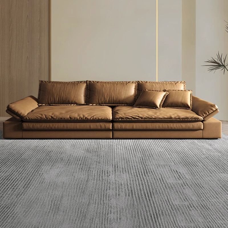 意式轻奢科技布沙发客厅小户型可调节超宽坐深乳胶极简皮沙发组合