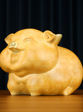 纯铜猪摆件元宝福猪可爱猪家居客厅玄关办公室桌面装饰品礼品