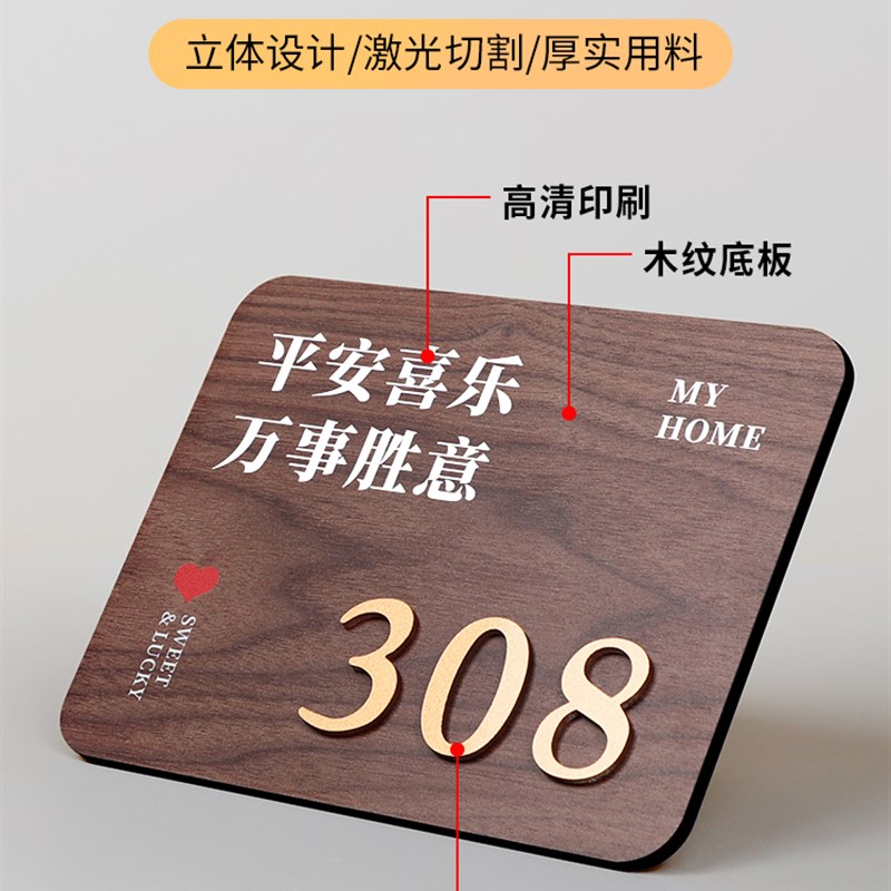 高级感门牌号码牌家用定制住宅号轻奢创意楼层标识贴高档房间房号