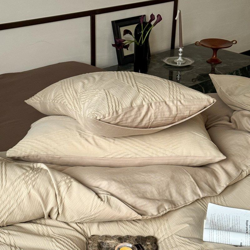 A类单品枕套全棉纯棉色织提花枕头套简约高级感床上用品2024专版