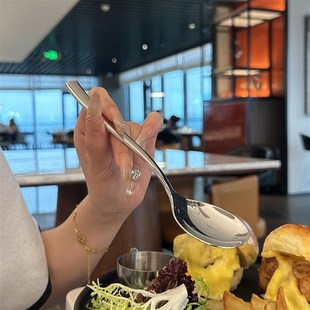时光弧 喝汤勺 316品级不锈钢勺子主餐更调羹西餐 漂亮老板娘