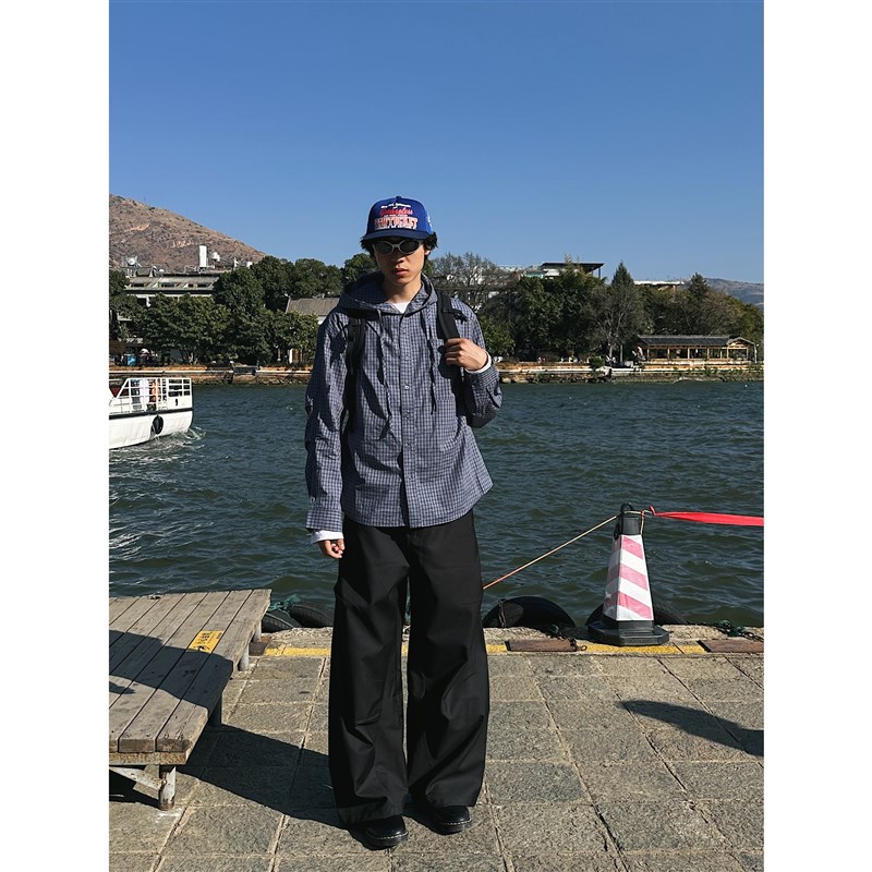 mcxmciii吂司其 TR面料 斜侧缝压褶 立体解构 直筒宽松阔腿西裤