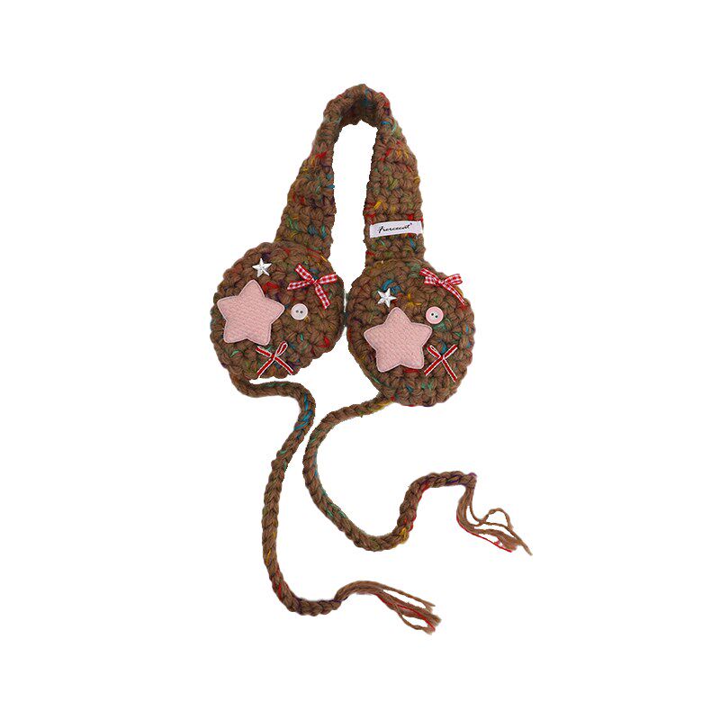 儿童秋冬款保暖耳罩五角星手工毛线男童女童耳套冬季宝宝防风耳暖