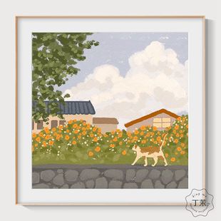 小雏菊山海之间田野风格 饰画温馨家居挂画 唯美治愈系小清新装