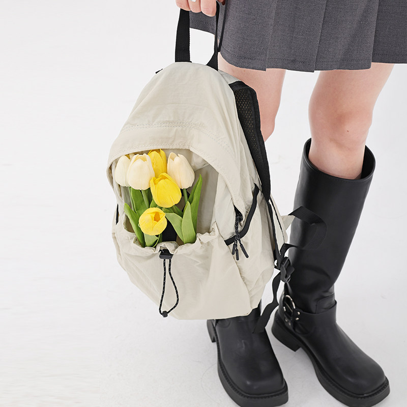 双肩包女韩系通勤慵懒风背包简约尼龙轻便小O号包包夏季百搭书包