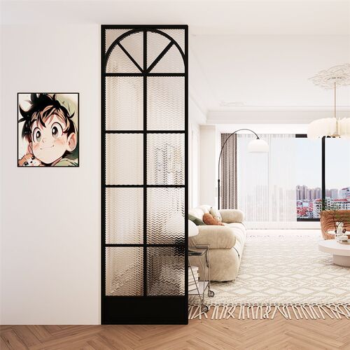 奶油风玻璃屏风法式屏风隔断客厅玻S璃隔断玄关隔断
