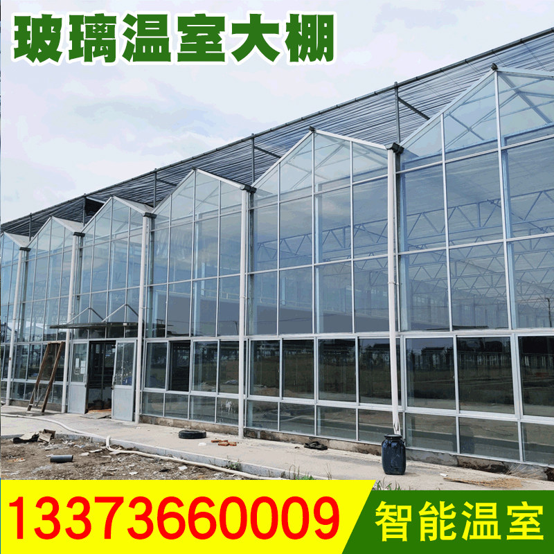 智能连栋玻璃温室大棚 纹络式外遮阳G科技阳光板温室骨架生产厂家