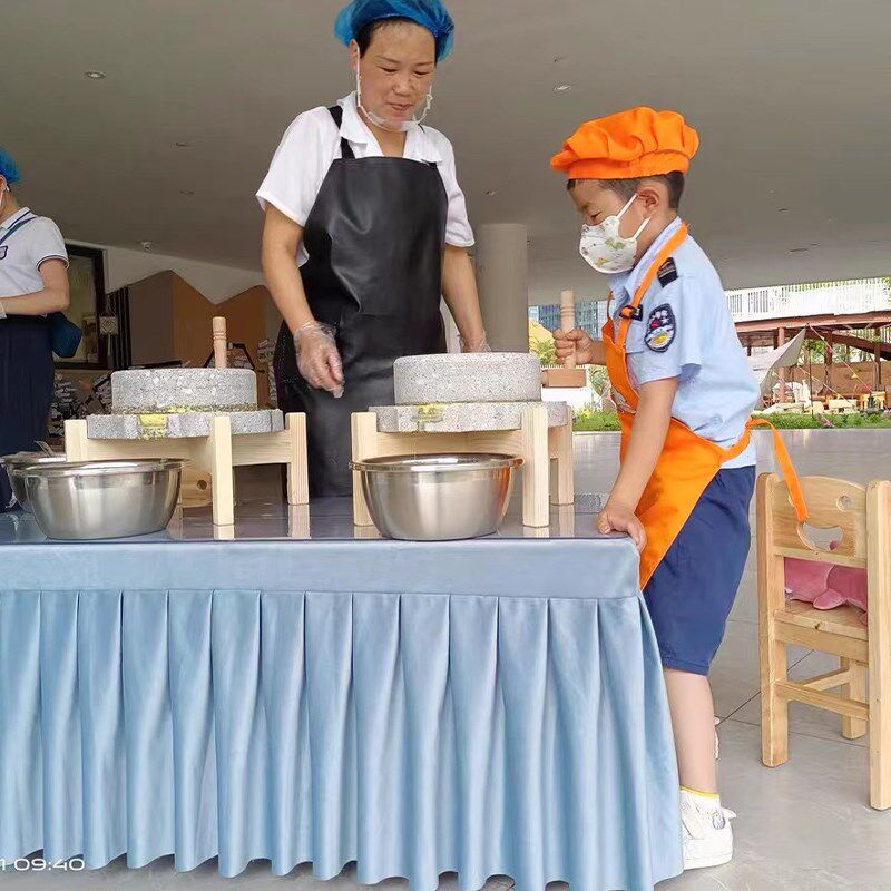 石磨 家用小型磨盘幼儿园豆浆豆腐手推J青麻石磨磨浆机石墨手摇磨