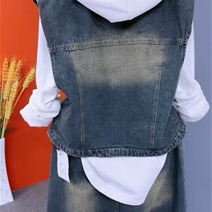 网红时尚套装2025春秋新款牛仔裙休闲H马甲气质时尚遮肉显瘦两件