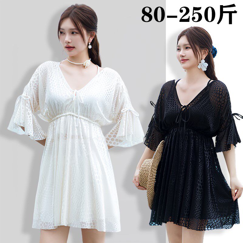 泳衣女士200斤分体三件套大码2y025新款遮肚显瘦遮肉宽松加肥250