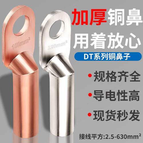 DT铜鼻子紫铜堵h油电缆接头压线耳6/10/16/25/35/50/70/95/120平
