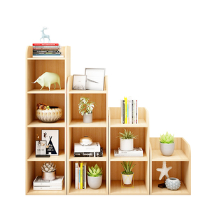 订做儿童书架实木格子柜书柜松木C柜子收纳柜落地柜矮柜学生置物