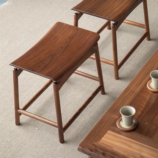 元宝凳|北美黑胡桃凳子实木方凳原F木换鞋小板凳马鞍凳新中式茶凳