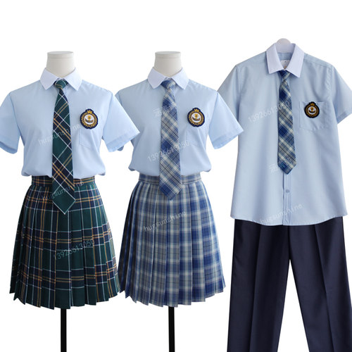 学院风中小学生装班服JK男女校服英伦夏装涵素制服套W装毕业情侣