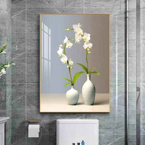 现代卫生间挂画免打孔洗手间装饰画酒店宾馆浴室S花卉防水防潮壁