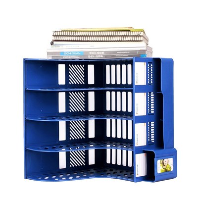 四联文件架资料框收纳盒书立架办公用品档案文件夹多层简易桌上用