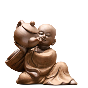 创意紫砂小和尚茶宠茶趣茶玩可养茶盘配件禅意小沙弥工艺品小摆件