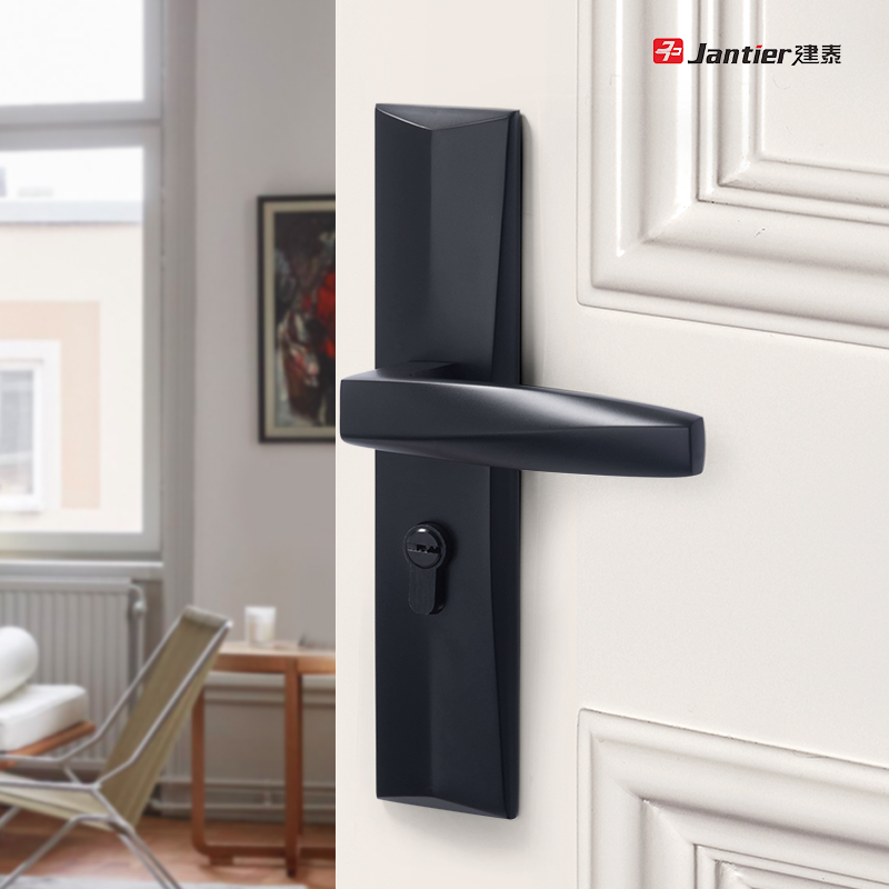 建泰黑色门锁室内卧室门把手房门锁木门家用静音北欧通用型锁具间