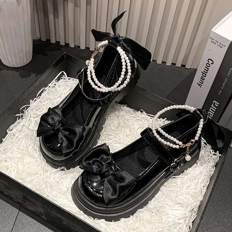 玛丽珍蝴蝶结日系小皮鞋女学院风厚底2024年夏秋圆头仙女法式单鞋