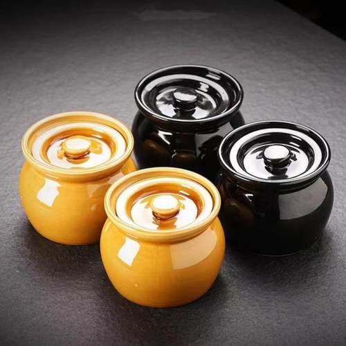 瓦罐炖盅隔水炖一人食蒸蛋炖罐带盖汤罐商用沙县小吃陶瓷煨汤汤盅