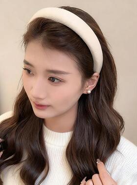 秋冬海绵宽边高颅顶发箍女新款日常外戴头箍洗脸发卡发捆头饰
