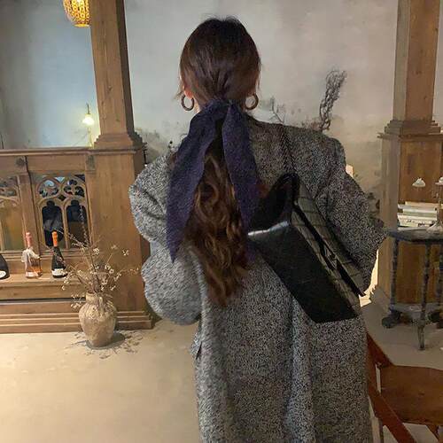 法式蓝紫复古飘带发圈女扎头发头饰发饰高级感洋气韩国时尚头绳