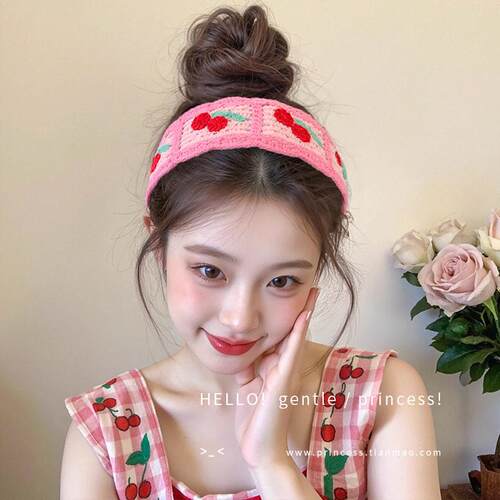 甜美碎花针织刘海贴可爱少女魔法贴发箍女新款前额碎发贴头饰