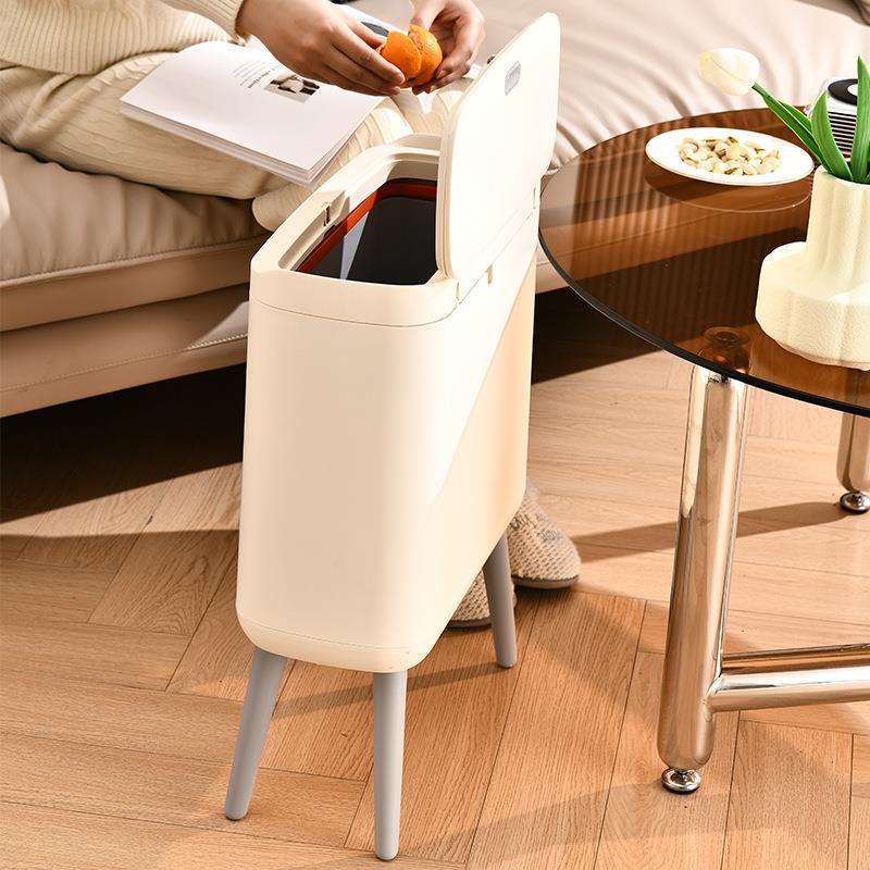 垃圾桶厨房带支角按压密封收纳桶缝隙清洁桶加厚带封口内桶卫生桶