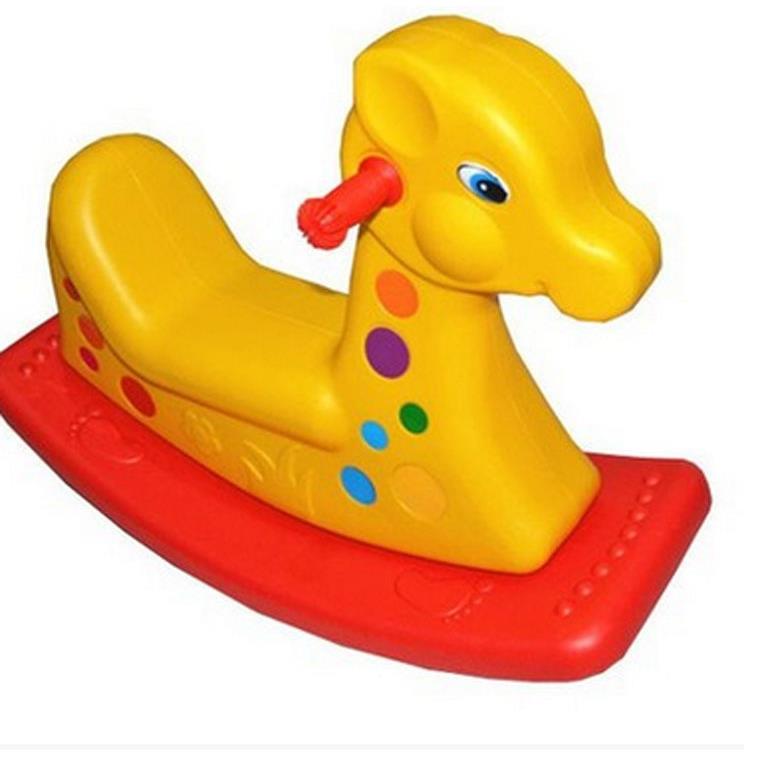 幼儿园摇马木马户外室内玩具加厚塑料单人双人儿童双色摇摇马玩具