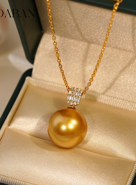 西大班镶锆方糖澳母贝吊坠项链女