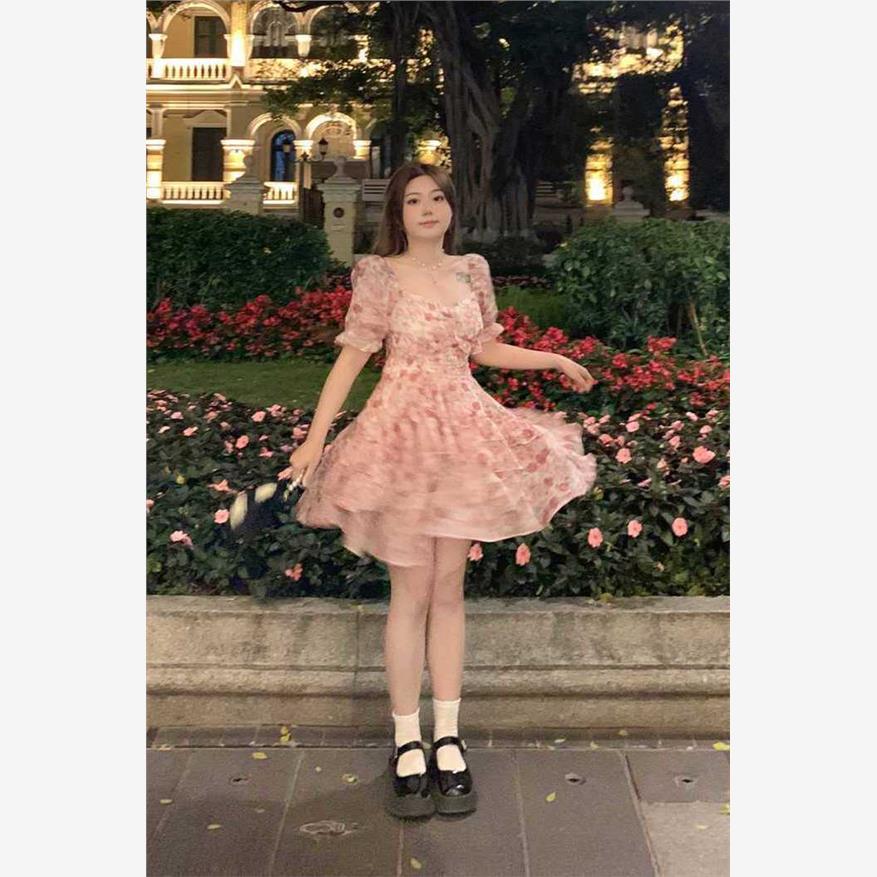 安妮不火法式茶歇裙女2023春夏新款小黑裙微胖大码学院风连衣裙女