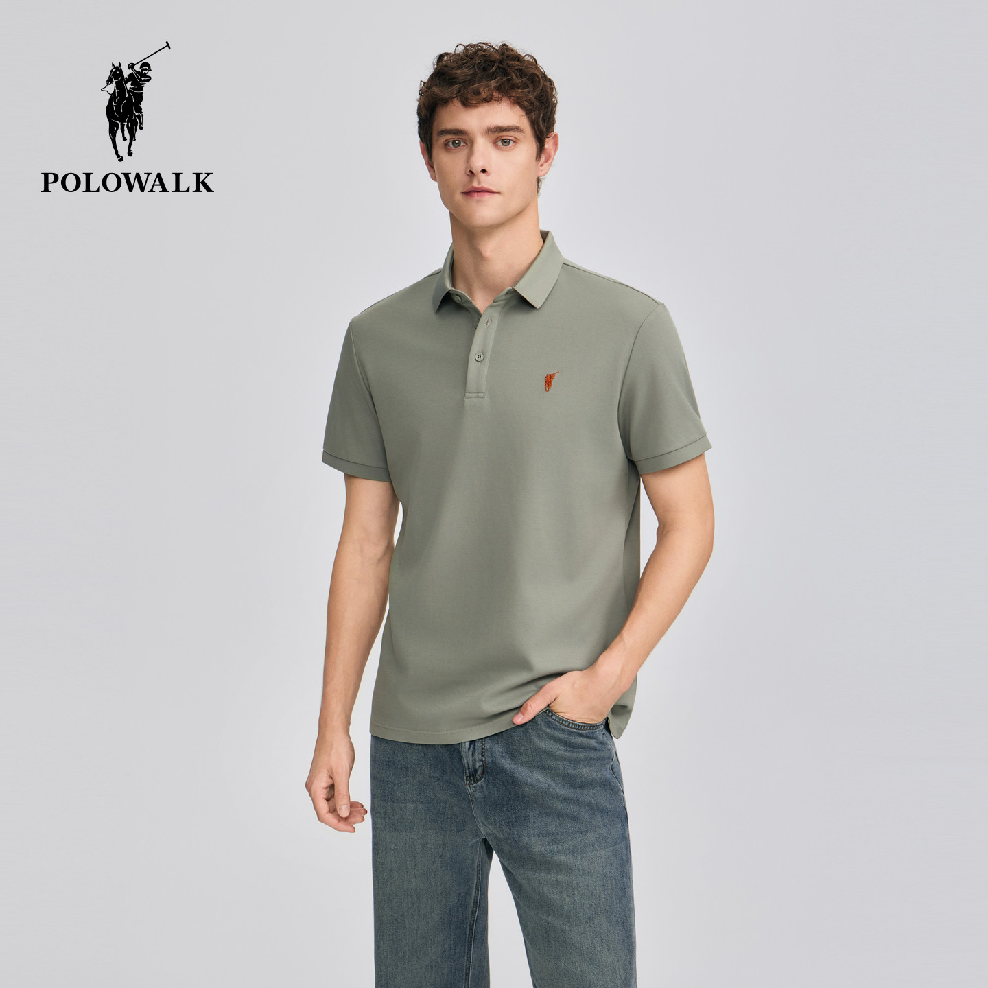 POLOWALK男式短袖POLO衫2025夏季新品翻领保罗T恤打底衫上衣