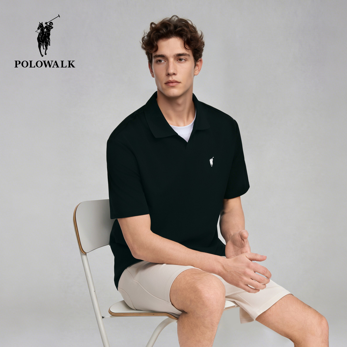 POLOWALK男装2026夏季新品男式休闲通勤假两件T恤短袖POLO衫