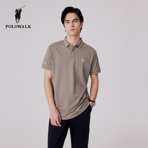 POLOWALK男士短袖polo衫夏季新款刺绣薄款休闲翻领T恤上衣