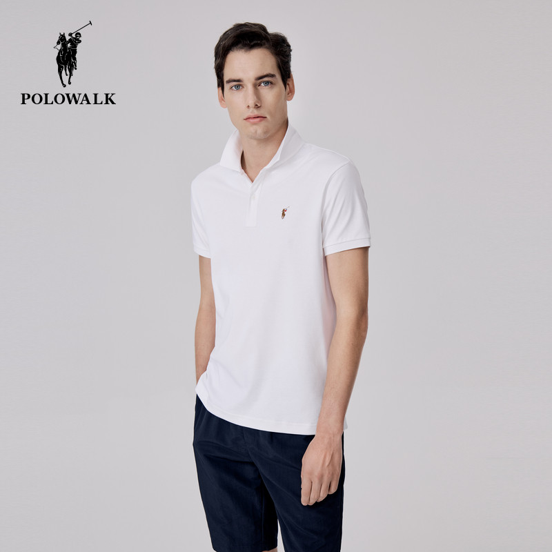 POLOWALK男士短袖POLO衫夏季新款水柔棉马标刺绣保罗短袖T恤上衣