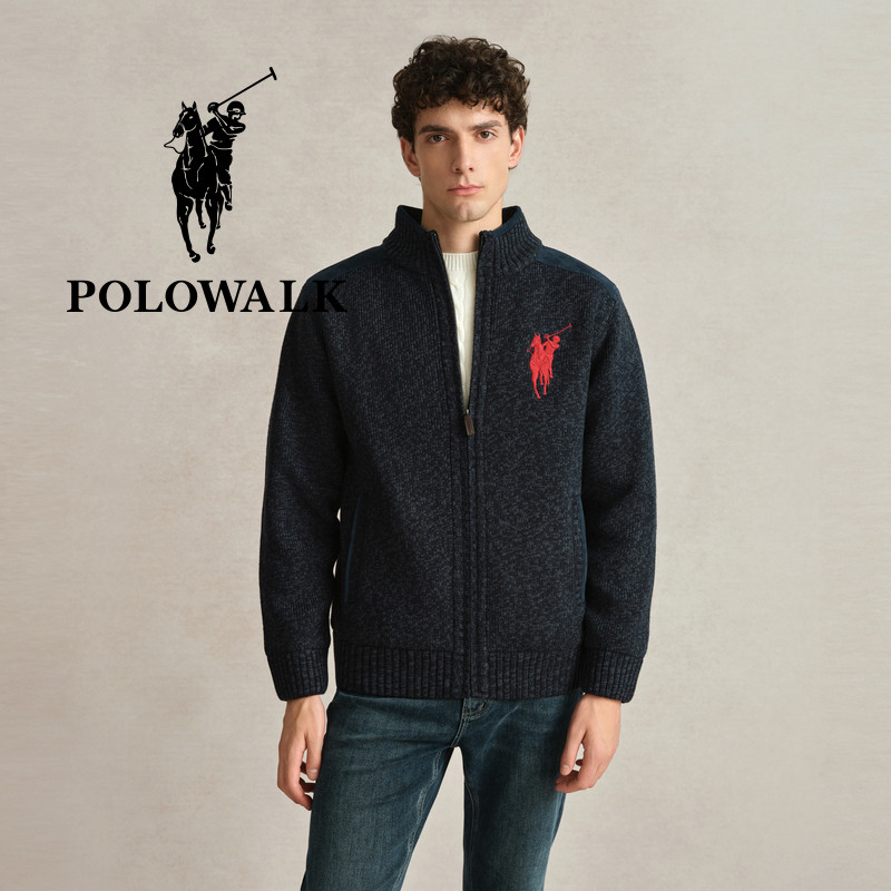 POLOWALK2025冬季新品简约舒适半高领男式打底衫内搭针织衫上衣男