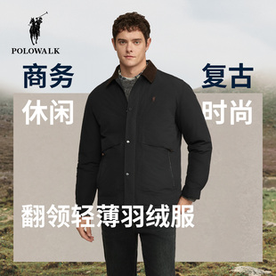 商务休闲翻领简约90鸭绒羽绒外套 新品 POLOWALK男式 羽绒服2025冬季