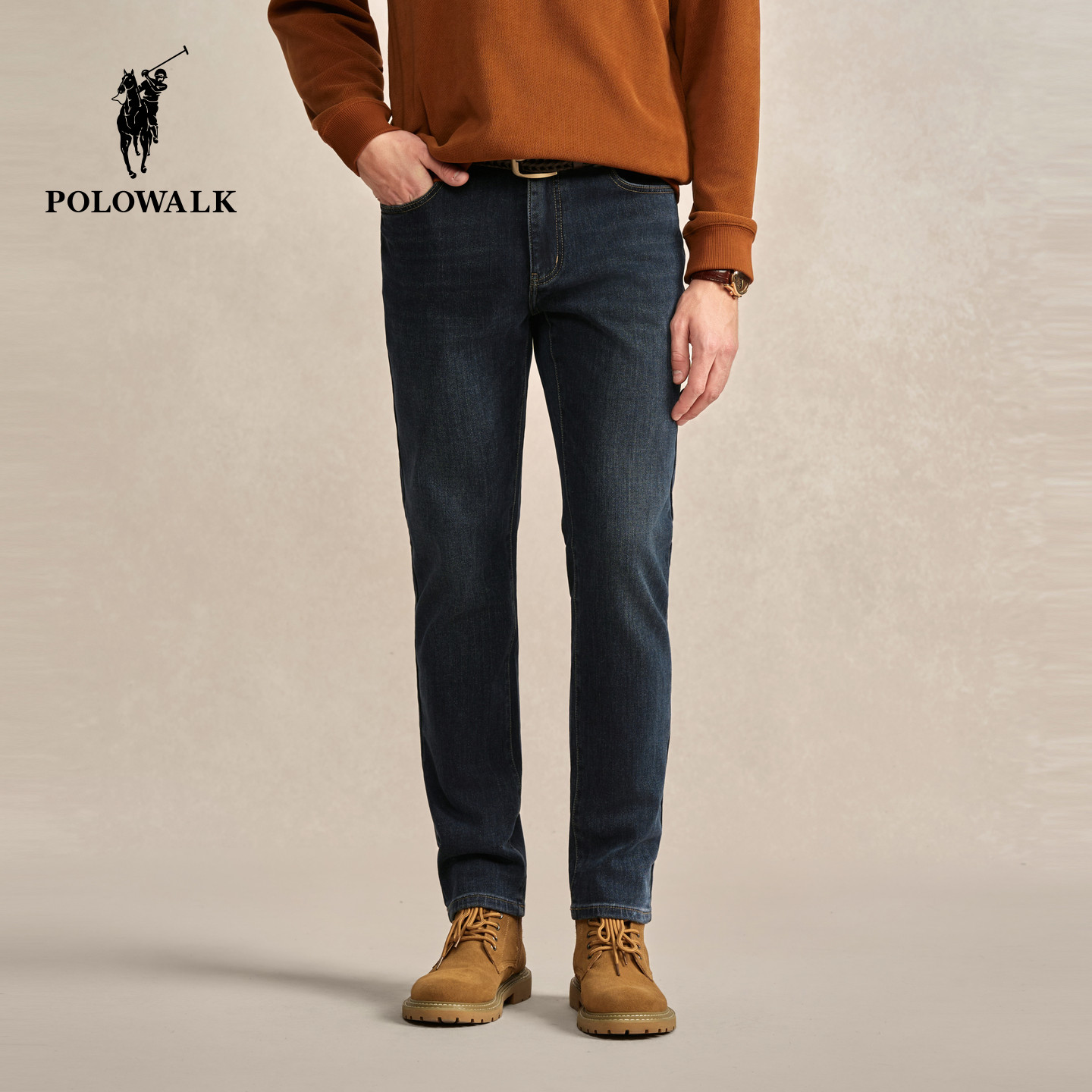 POLOWALK男式牛仔裤2025秋冬新品潮流百搭舒适合体经典牛