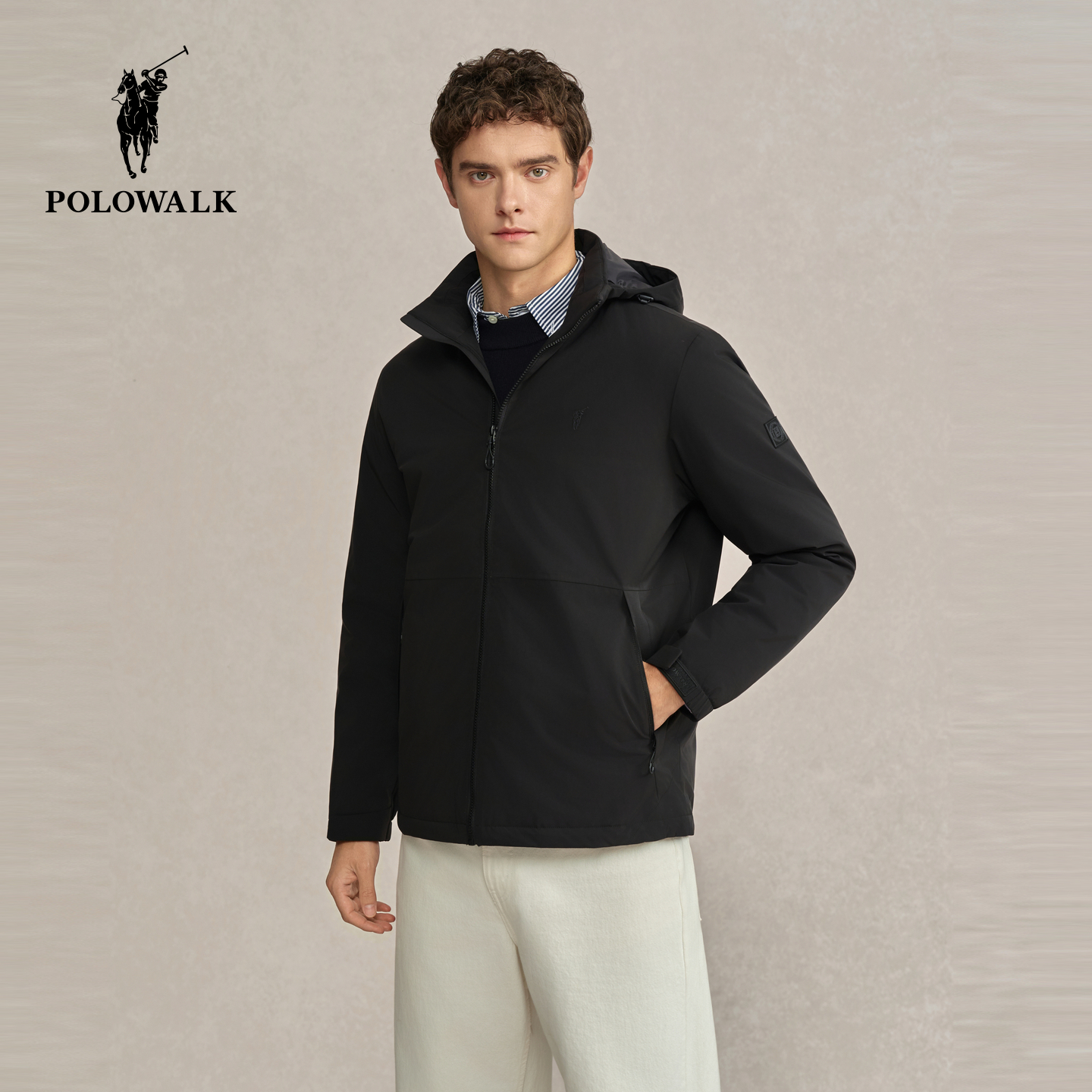 【抗菌 防螨】POLOWALK男式羽绒服2025冬新品90鸭绒连帽立领外套