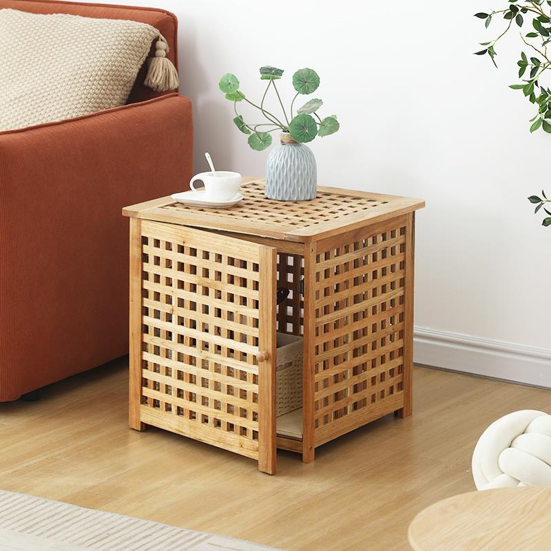 W8日式ins风实木沙发边几经济型客厅茶几小户型民宿收纳原木床头