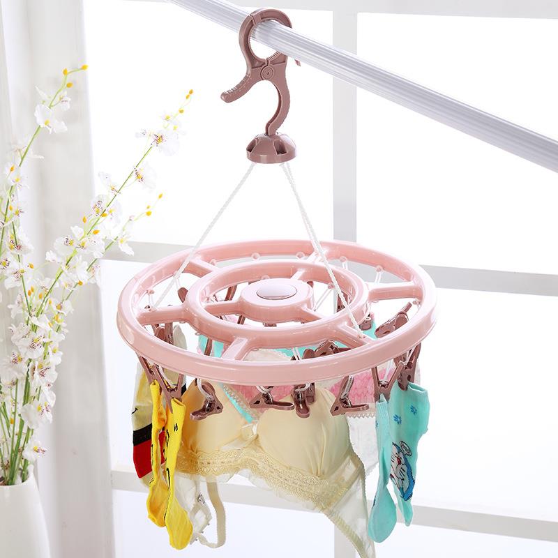 锐博简约塑料衣架圆形衣柜阳台晾晒衣架多功能防风挂钩衣架