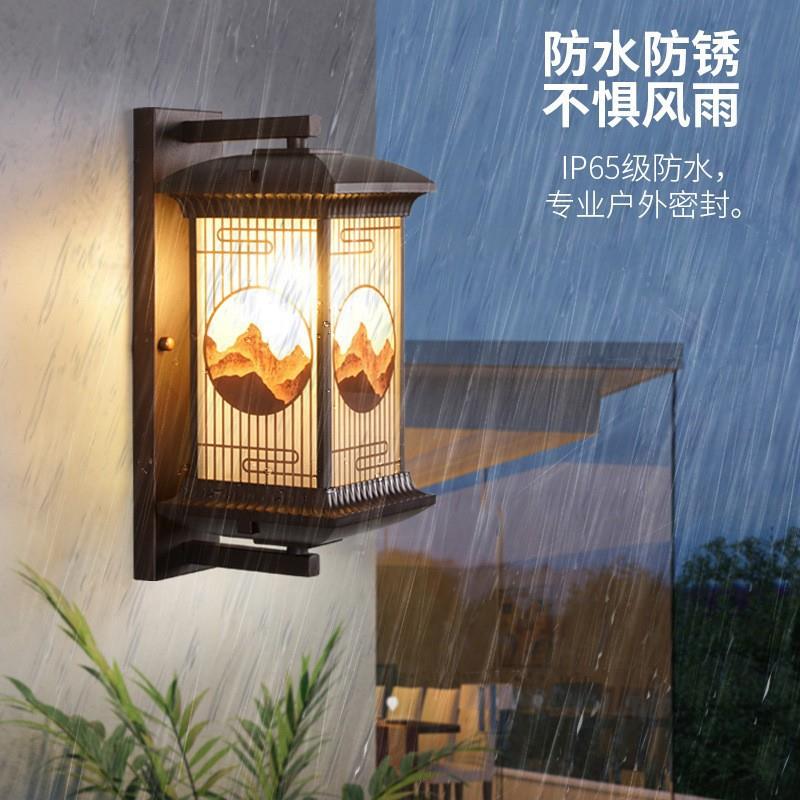 户外壁灯防水新中式花园别墅庭院大门口柱子室外阳台照明露台墙灯